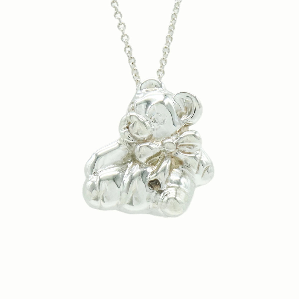 Tiffany Co Elsa Peretti Teddy Bear Necklace Pendant Motif Sterling Silver